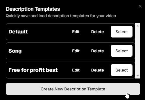 Description templates